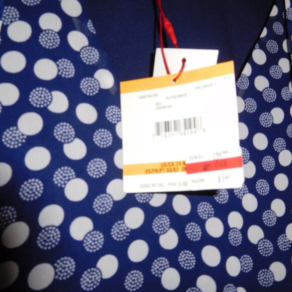 NWT 24W ANNE KLEIN FIT FLARE Eclipse/white Print Tie-waist Drawstring Midi Dress - Picture 5 of 11